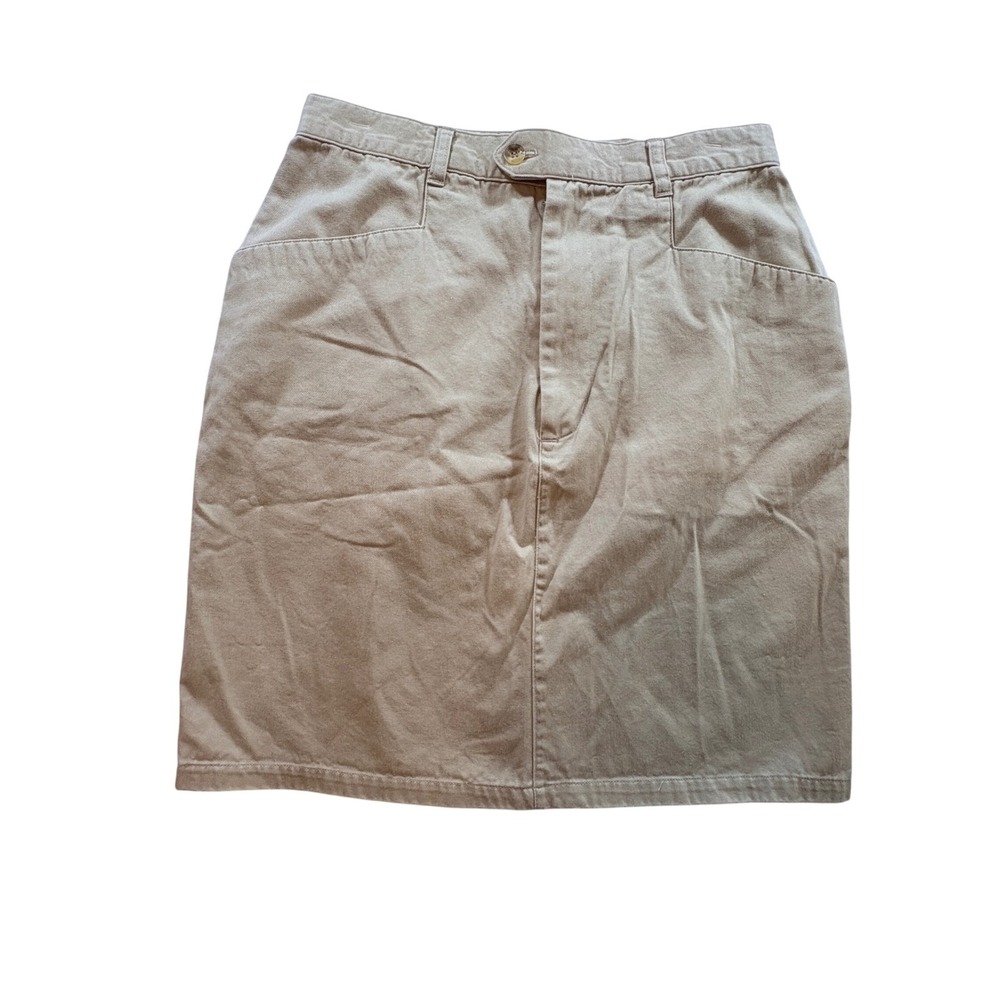 Averroe Khaki Cotton Twill Skirt Womens Size 10 Tan Utility Straight Mini Skirt